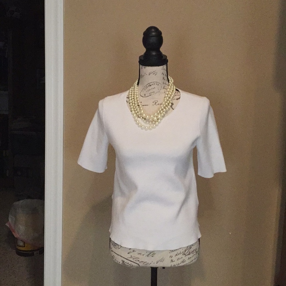 Ann Taylor white knit shirt with side slits